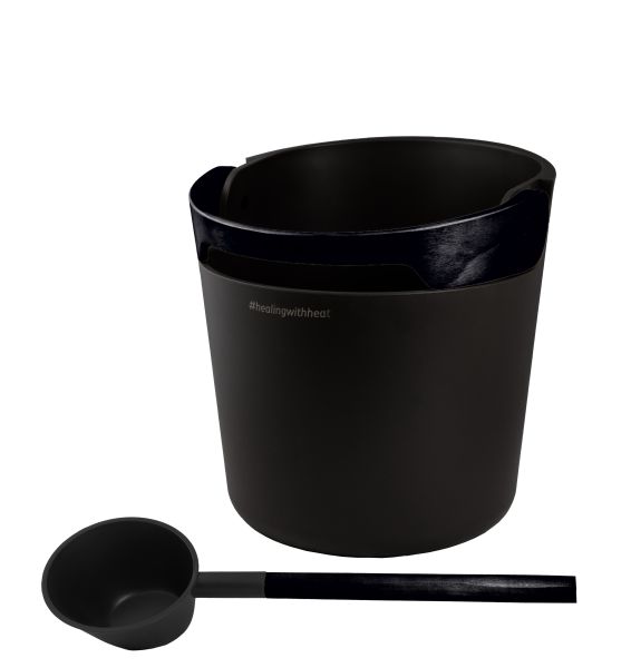 Helmi Sauna Aufguss Kübel und Schöpfkelle, schwarz