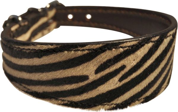 Soft Rindsleder Hundehalsband, Zebra Muster, Windhund