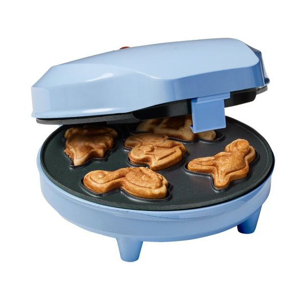 Bestron AWMD5B Mini-Waffeleisen mit Dinosauriermotiven, blau