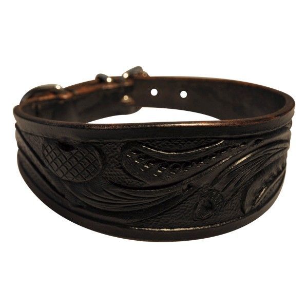 Soft Rindsleder Hundehalsband, Verzierungen schwarz, Windhund