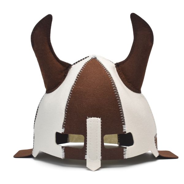 Saunahut Wikinger, Filzbadehut Saunamütze weiss-braun