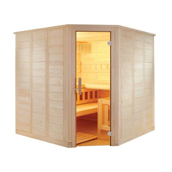 Massivholzsauna Wellfun Corner 2052 x 2052 x 2040 mm