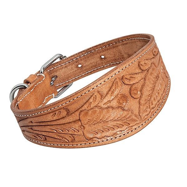 Leder Hundehalsband braun Verzierungen, Greyhound Windhund
