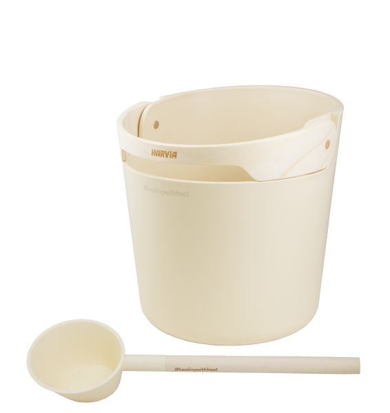 Helmi Sauna Aufguss Kübel und Schöpfkelle, ivory