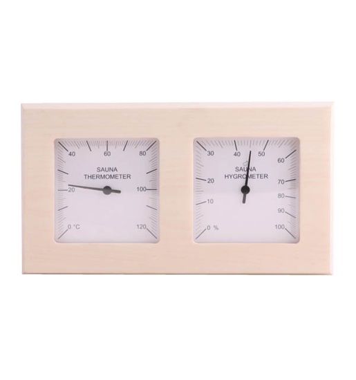 Square Thermo-Hygrometer geteilt, Espenholz, Doppel-Messinstrument