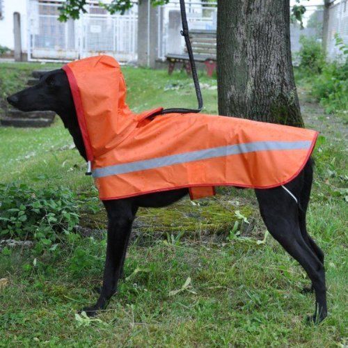 Regenmantel Umhang Cape für Hunde, orange mit Reflektorstreifen