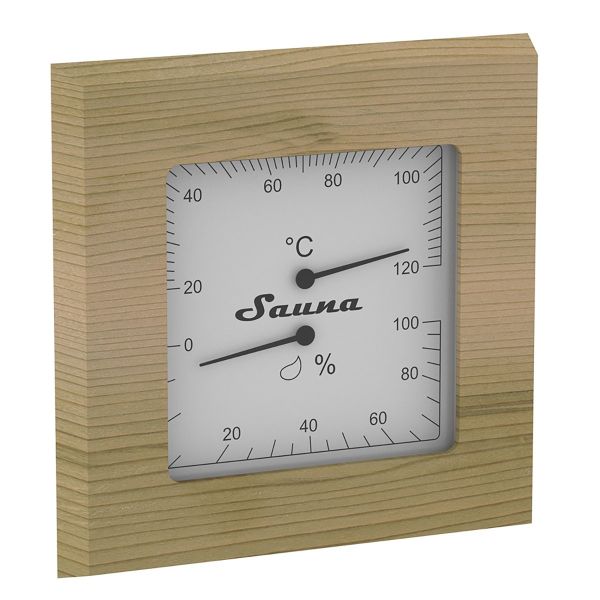 Quadratisches Sauna Thermo-Hyrometer Red Cedar