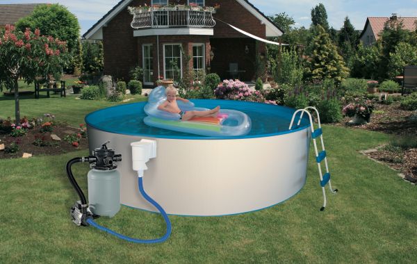 myPool Stahlwand Poolset TREND 4,50x1,20 m Rund mit Sandfilter