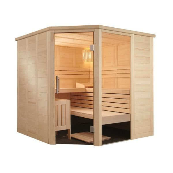 Massivholzsauna Alaska Corner 2060 x 2060 x 2040 mm