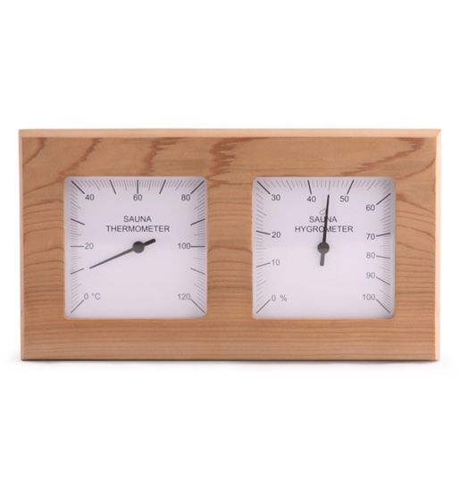 Square Thermo-Hygrometer, red Cedar, Doppel-Messinstrument