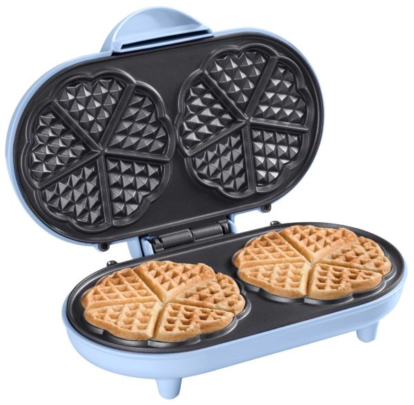 Bestron ADWM1000B Doppel Herzwaffelautomat, blau
