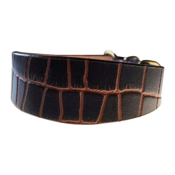 Soft Rindsleder Hundehalsband, Kroko braun, Windhund