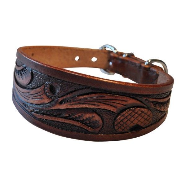 Soft Rindsleder Hundehalsband, braun mit Verzierungen, Windhund